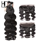 28 30 40 дюймов Пряди человеческих волос с фронтальной волной тела 7А Виргинские Волосы бразильские волосы плетение пряди 13х4 Кружева Фронтальные