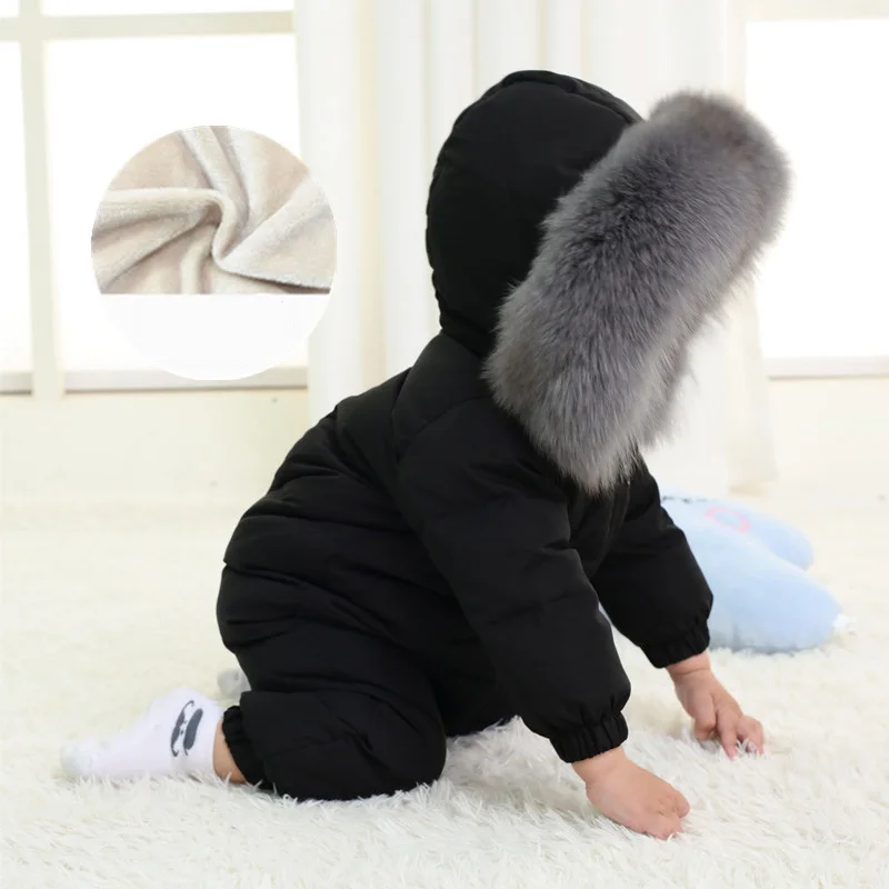  30 градусов детский зимний комбинезон большого размера натуральный мех зимняя