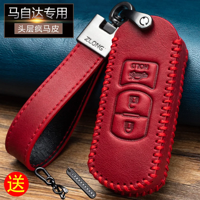 

High-end leather car key pack car keychain car key case for Mazda 3/6/17 CX-4 CX-5 Atenza