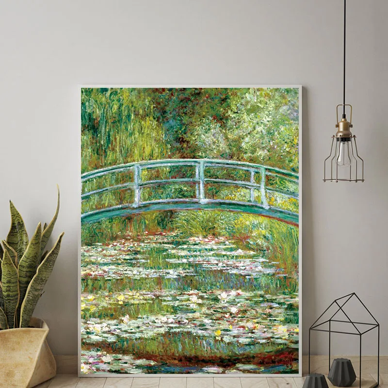 

Claude Monet Water Lilies and Japanese Bride Oil Painting on Canvas Art Poster Print Wall Picture Impressionist for Living Room