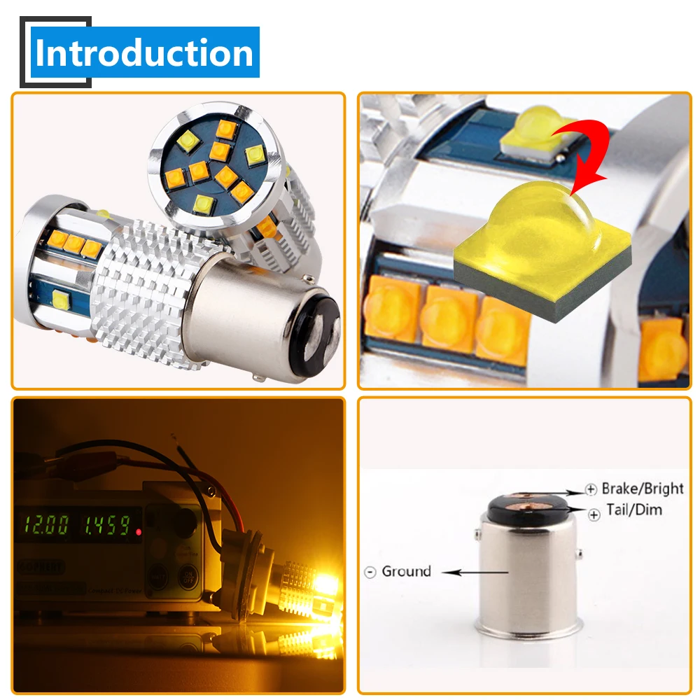 4X Canbus 7443 12 В 2525 21SMD P21/5 Вт 1157 BAY15D 3157 T20 Светодиодные лампы для автомобиля дневный
