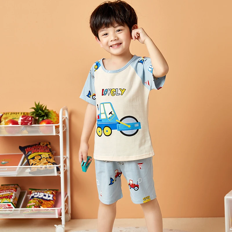 Детский пижамный комплект летняя домашняя одежда для мальчиков и девочек