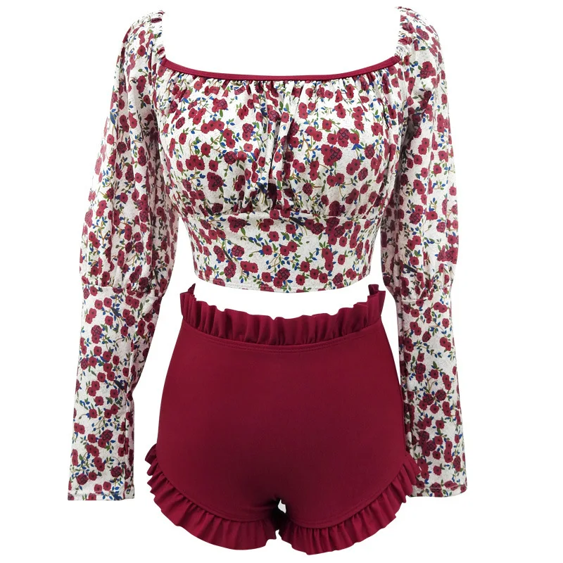 

Swimwear For Women Separate Bathing Suits Girls Swimsuit Fused Women's Broken Long Sleeve Polyester Animal