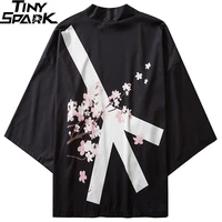 japanese kimono jacket peace sign floral harajuku 2021 hip hop men japan streetwear jacket summer thin clothes loose kimonos new