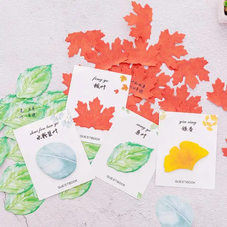 

30Sheets/Pack Colorful Leaves Collection Bookmark Self-Adhesive Memo Pad Sticky Notes School Planner Stationery Supplies