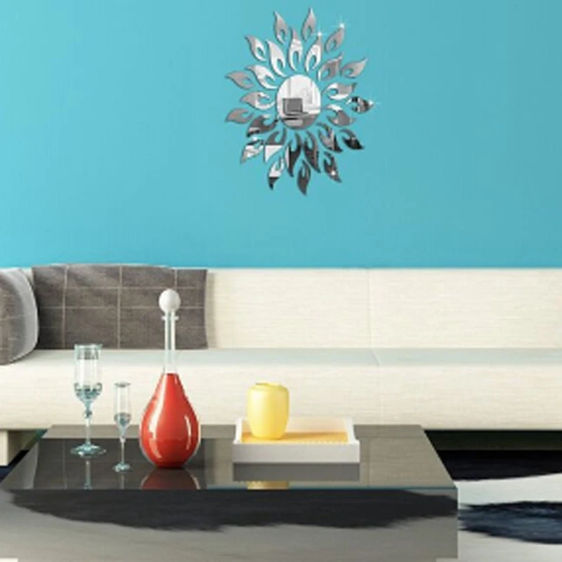 

New Fashion Paste Type Mirror Wall Sticker Acrylic Sunflower Kid Room Living Room TV Background Wall Decorative Lenses For Home