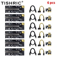 15610pcs tishric 6 led lights ver009c plus pcie riser 009s plus pcie x16 riser card extension cable adapter riser for mining