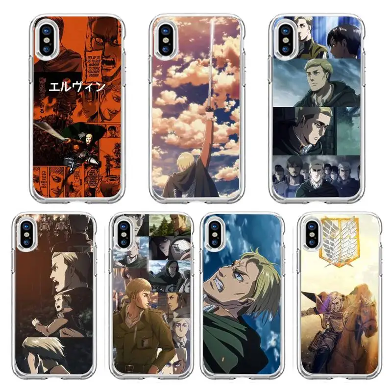

Smith Erwin Attack on Titan Phone Case Transparent soft For iphone 12 11 13 7 8 6 s plus x xs xr pro max mini