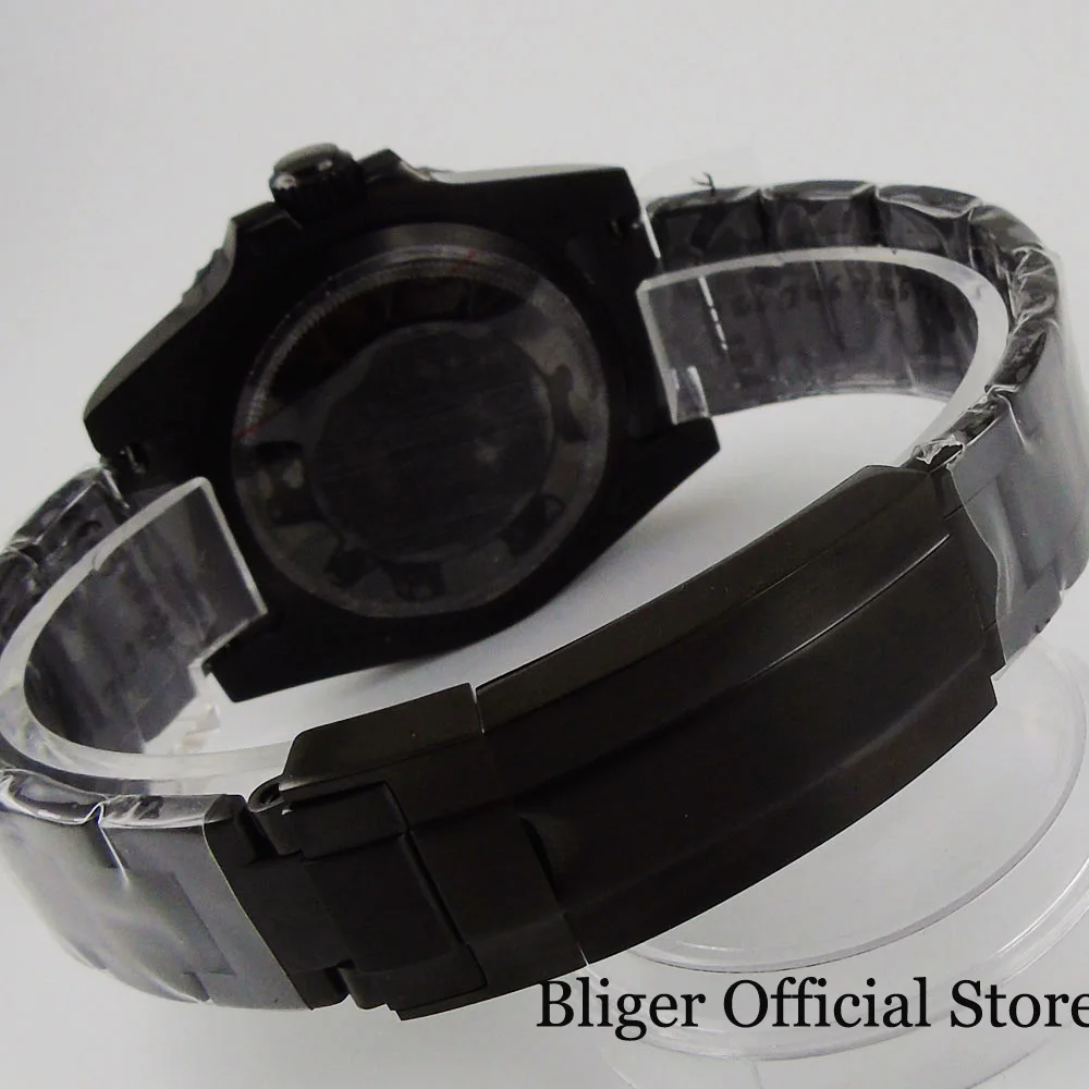 

Full Black PVD Plated 40mm BLIGER Automatic Men Wristwatch Sterile Dial Sapphire NH35 MIYOTA 8215 Oyster Band Brushed Insert