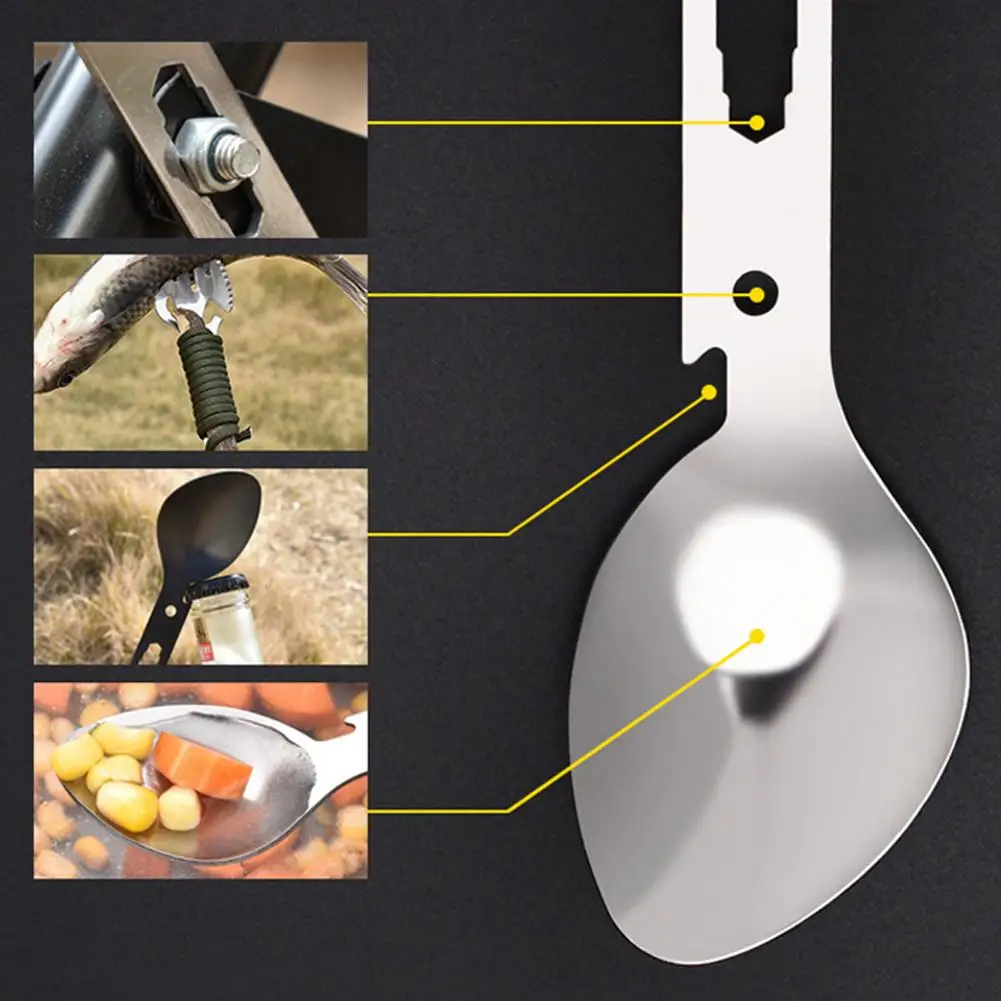 6-in-1 Dinner Spoon Fork Titanium Spork with Bottle Opener Lightweight Outdoor for Travel Camping Backpacking | Спорт и развлечения
