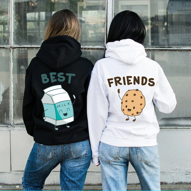 

Best Friend Hoodies Cookie Milk Print Hooded Sweatshirt Bosom Friend Long Sleeve Plus Size Hoodies Streetwear Women Dropshipping
