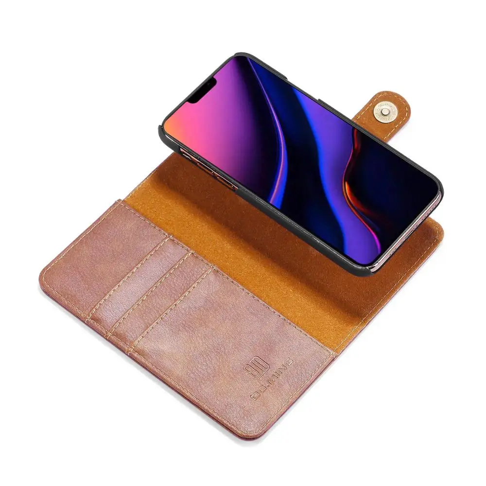 Чехол для телефона iPhone 11 Pro 12 Mini 13 Max съемный кожаный флип-кошелек с держателем