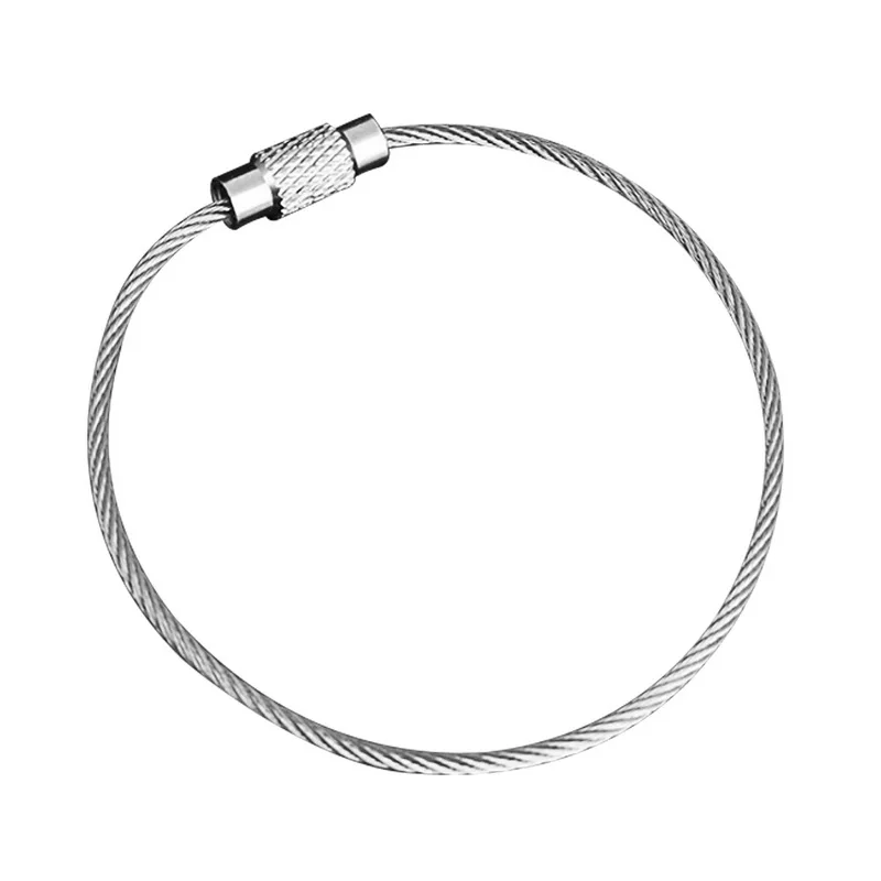 10pc Keychain Cable Screw Locking Stainless Steel Wire Rope Key Holder Keyring Chain Rings Outdoor Hiking Keychains | Инструменты