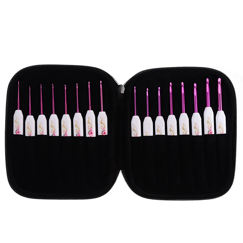 16 шт. новый мягкий захват крючком крючок набор ручка алюминий 1 0 ~ 6 мм для вязания