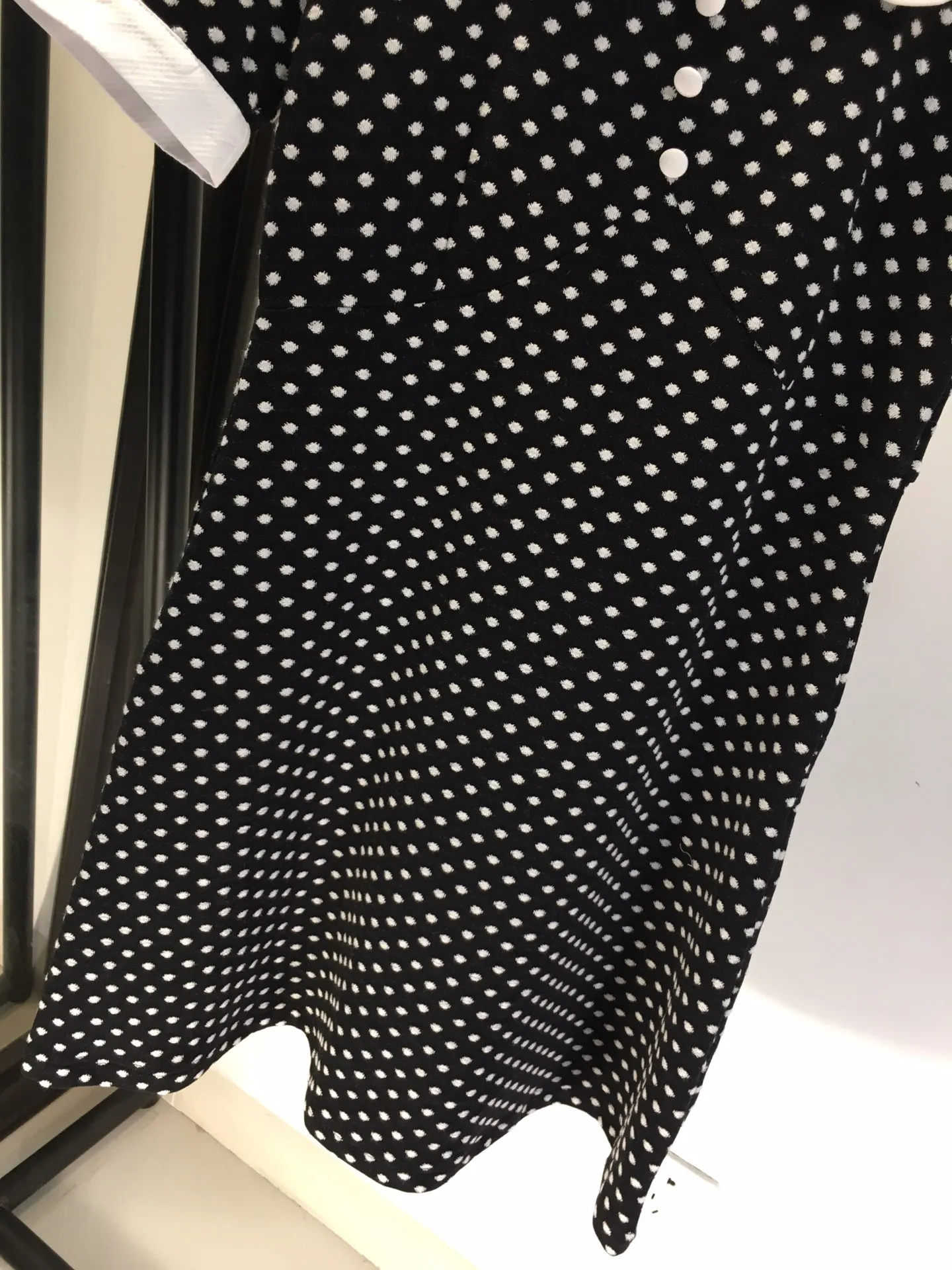 

2021 new women fashion short-sleeved doll collar contrast stitching polka dot silk dress 0412