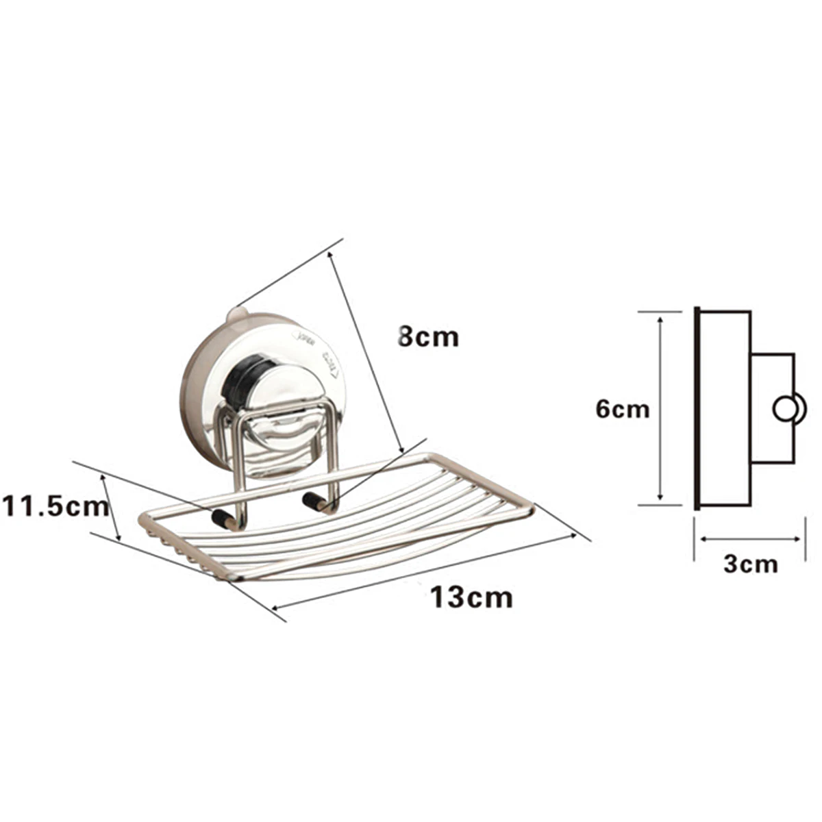 

Non Rust Strong Suction Stainless Steel Bathroom Shower Soap Holder Dish Rack