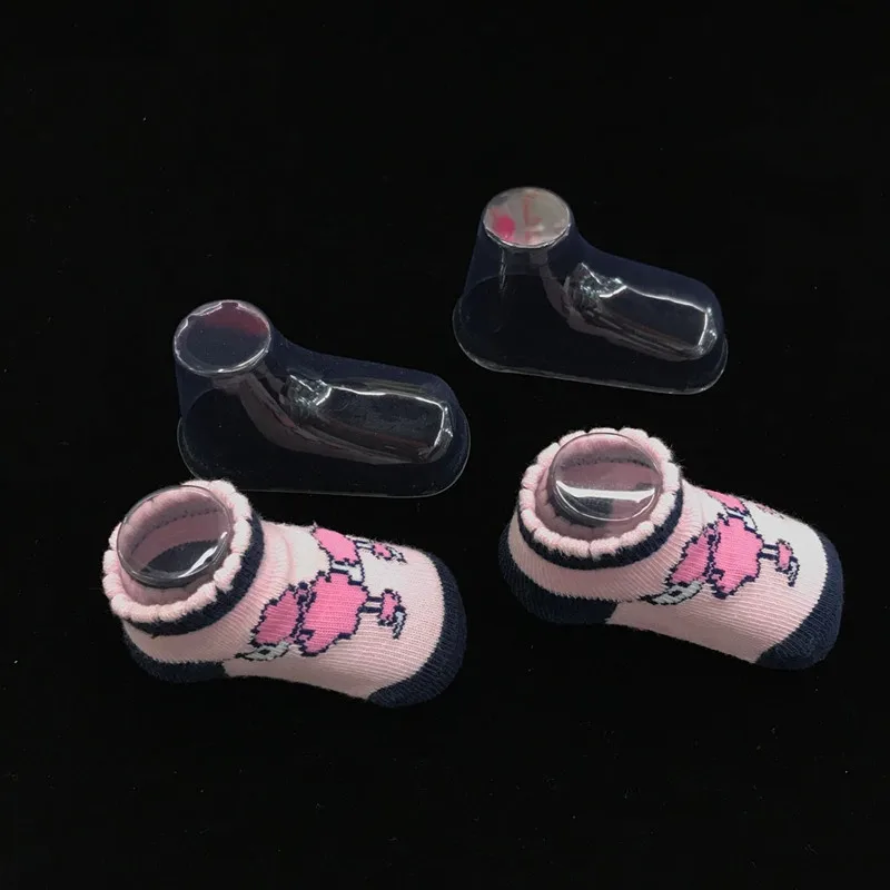 20 Pcs/lot Plastic Transparent Foot Model Sock Molds Paste Extrusion Display Gift Shoe Packaging 9/10/11/12cm Baby Booties Mould