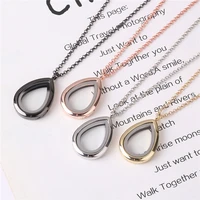 1pc metal plain water drop teardrop glass living memory floating locket chain necklace for women choker party gift jewelry