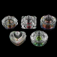 1pc crystal clear acrylic liquid dish dappen dish glass cup with cap for acrylic powder monomer nail art tool kit rainbow
