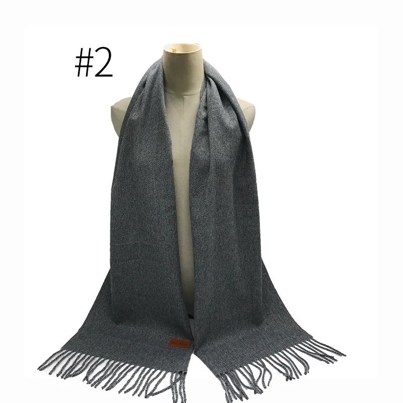 Новые зимние однотонные простые теплые мужские кашемировые шарфы с кисточками