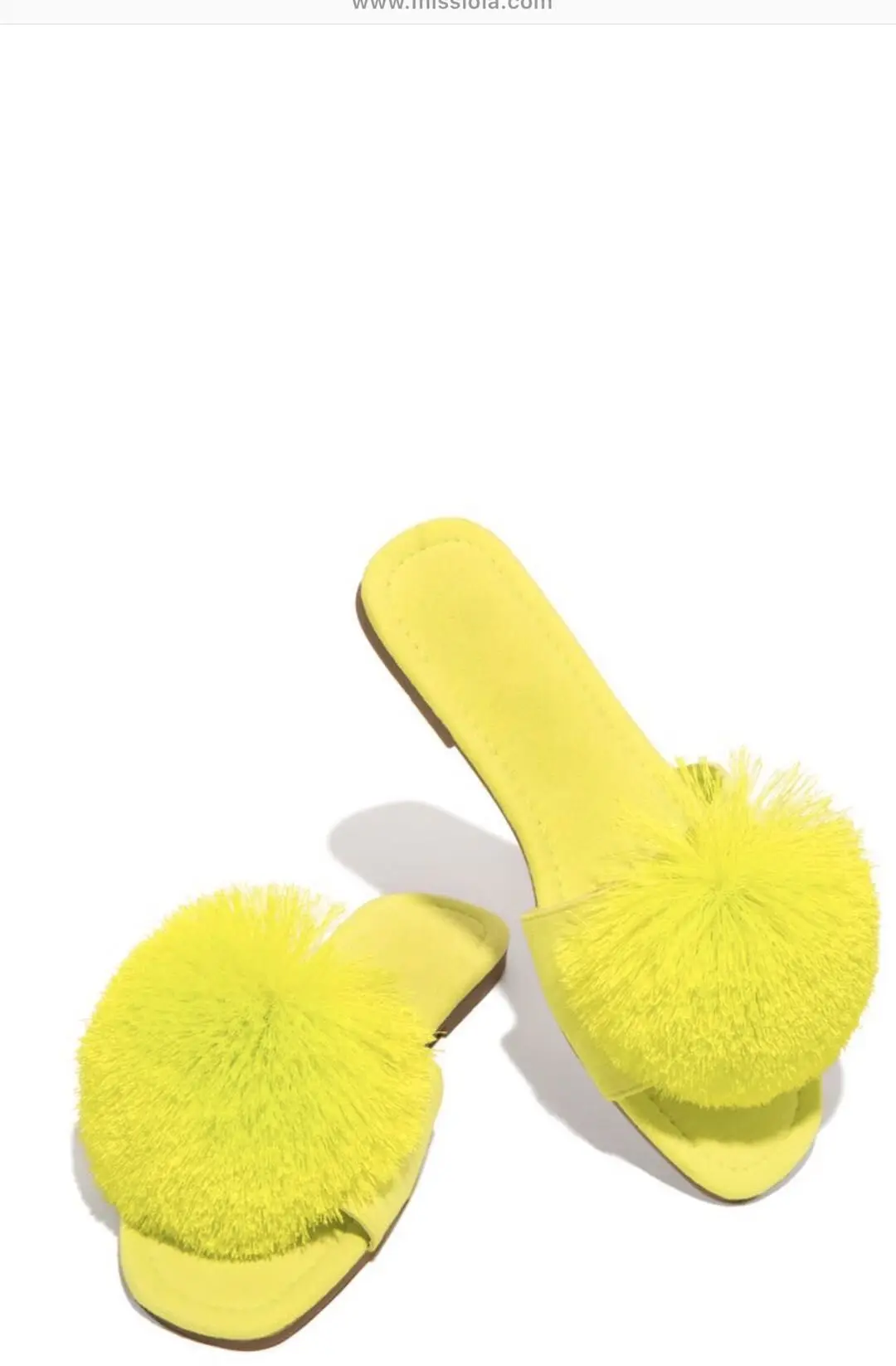 

2022 Summer Women Slippers Fur Ball Solid Flock Flat Peep Toe Peep Toe Slides Casual Fashion Female Ladies Shoes