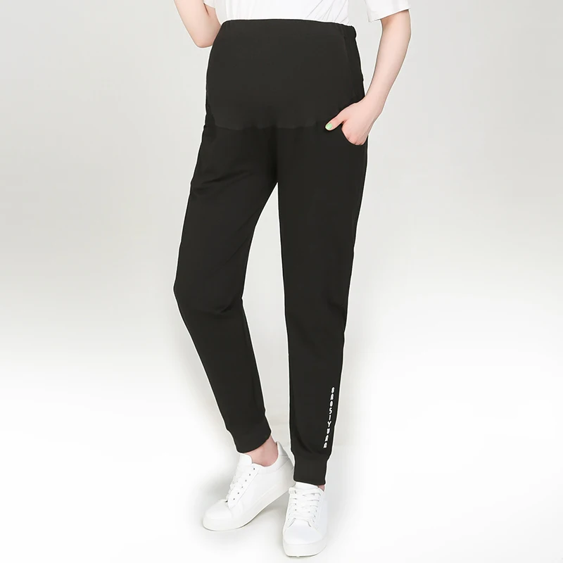 Спортивные брюки для беременных с высокой талией бархатные большого размера на