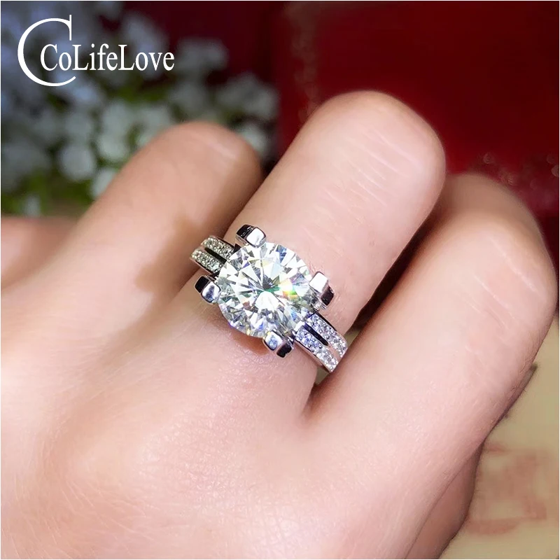 Ювелирные изделия CoLife серебряное обручальное кольцо Moissanite для женщин 2ct 3ct D Color VVS1
