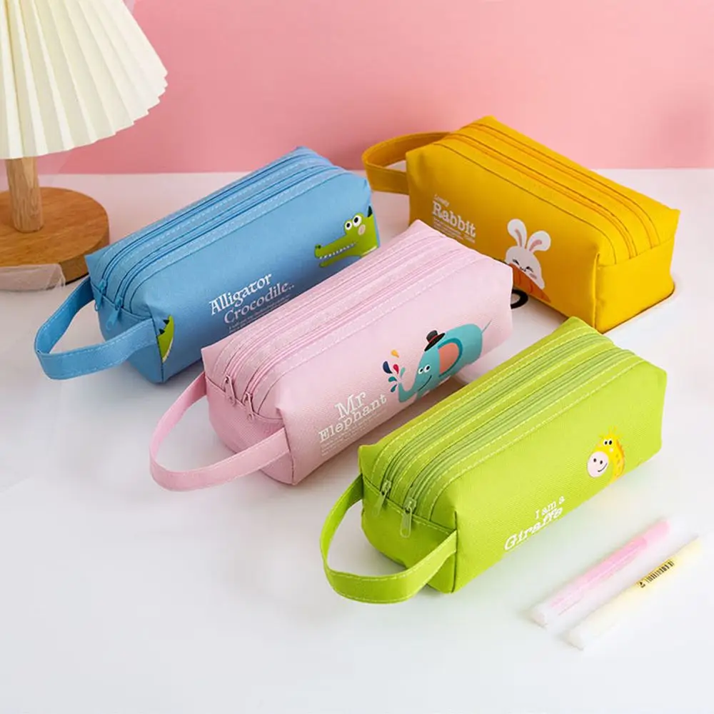 

Portable Double Pull Cartoon Pencil Case Llarge Capacity Cloth Stationery Bag Cute Stationery Storage Bag Student Pencil Case