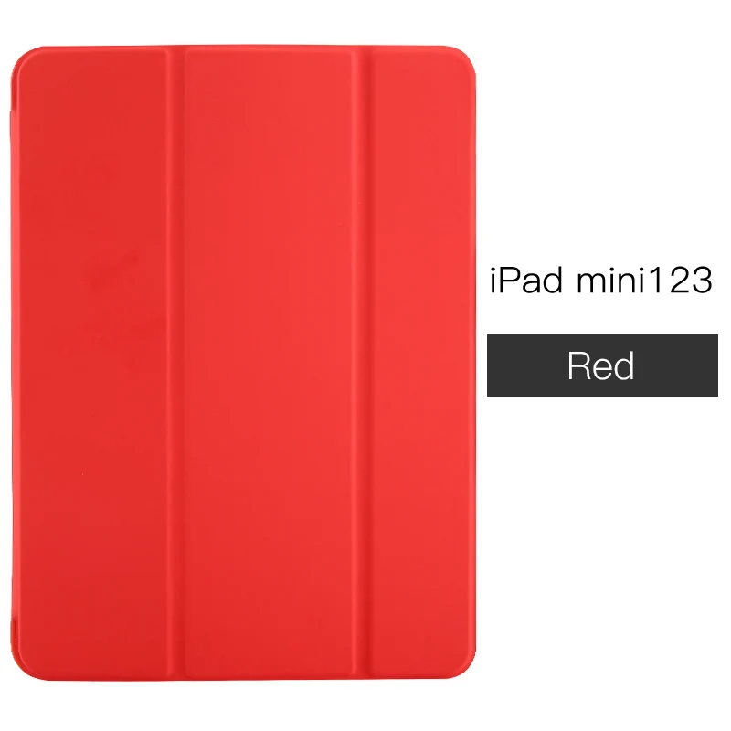 Чехол для iPad Mini 4 3 2 1 чехол ПУ; кожа; Силикон Мягкая задняя трехстворчатая подставка для сна смарт-чехол для iPad Mini 5 чехол Funda - Цвет: For mini 1 2 3 Red