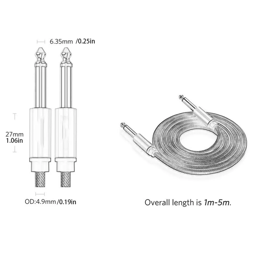 

Waka Premium 6.35Mm Mono Jack 1/4" Ts Guitar Instrument Cable Nylon Braid 3Ft Conductivity And Durability