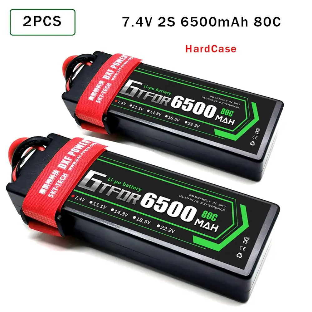 GTFDR 7 4 V lipo аккумулятор 6500mAh RC Car 80C 160C 2S Lipo перезаряжаемый с разъемом Deans для