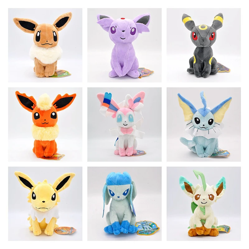 

Мягкие плюшевые игрушки ворсинки Pokemon Eevee Umbreon Flareon Ice Eon Jolteon brion Vaporeon Sylveon Leafeon аниме плюшевая кукла игрушки в подарок