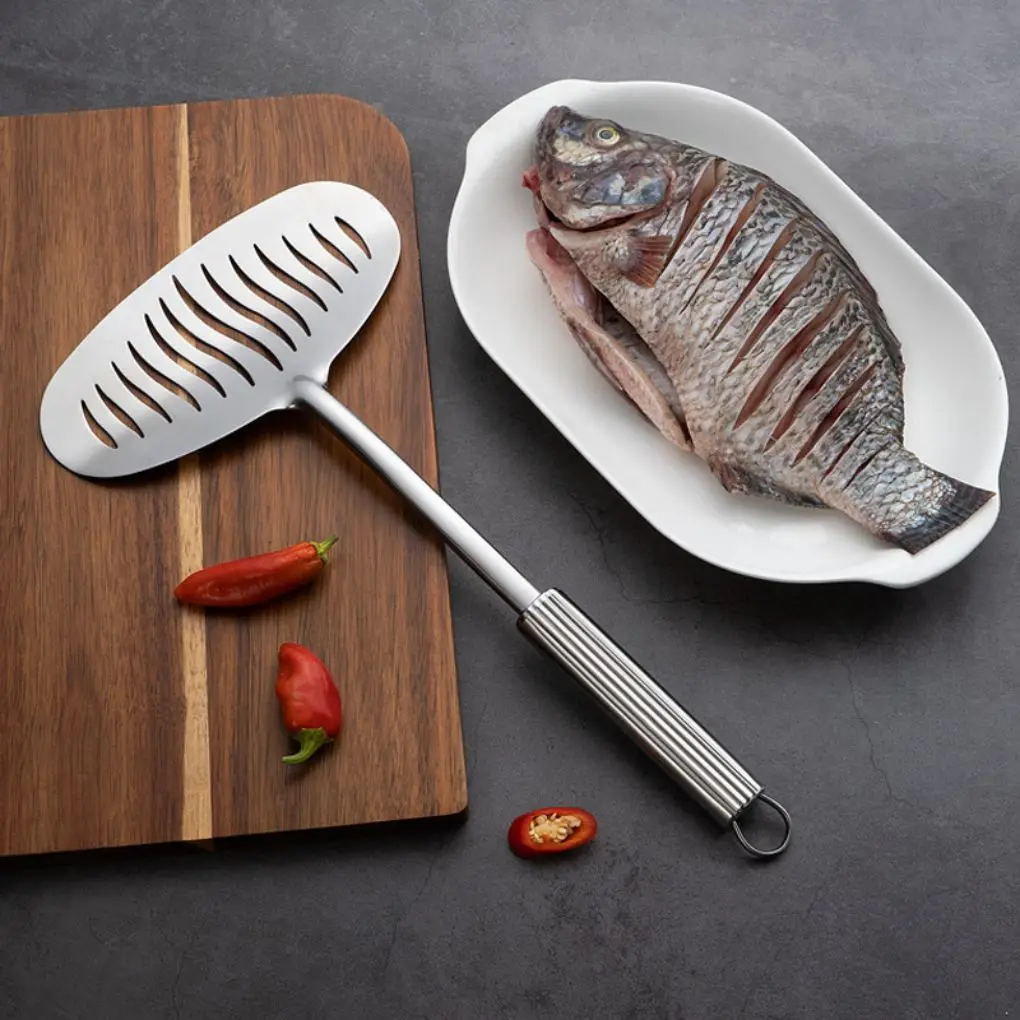 

Kitchen Spatula Slotted Frying Fish Turner Stainless Steel Long Handle Flipper Spatula Cooking Utensil Manual Kitchen Tools
