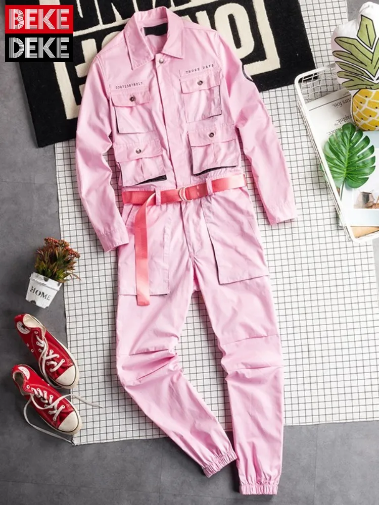 

Мужские комбинезоны с длинным рукавом, брюки с множеством карманов, мужские брюки-карго, повседневные брюки в стиле ретро