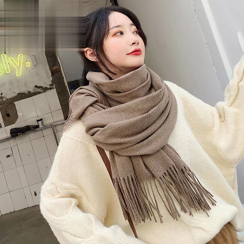 

New Woman Winter Scarf Fashion Female Shawls Cashmere Hand feeling Winter Wraps Solid Color Winter Kawaii Scarf Wholesale