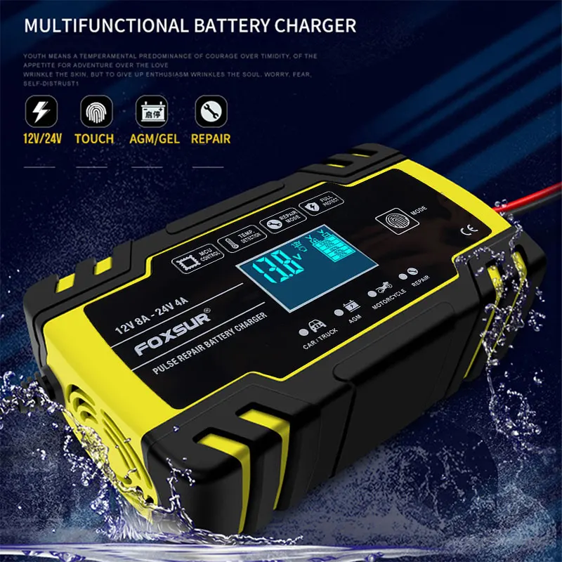 

Motorcycle Repair Charger Repair Charger Pratical Pulse Repair Charger Humid Lead Acid 8A ABS Original