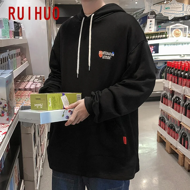 

RUIHUO Print White Hoodie Men Clothing Harajuku Japanese Streetwear Mens Hoodie Pullover Tops 5XL 2021 New Arrivals