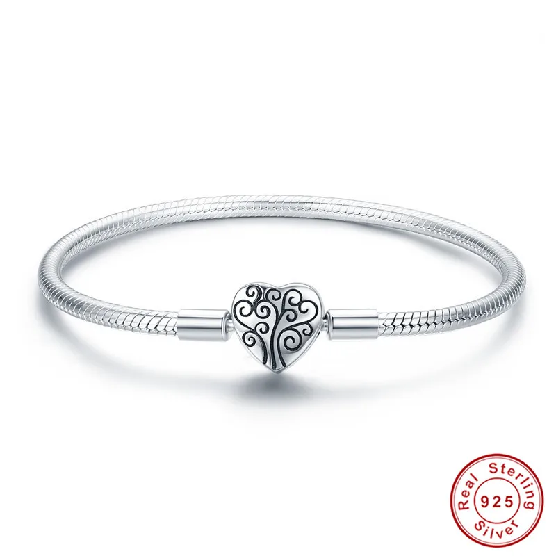 Fit Pan Подвески Серебро 925 CZ Сердце Дерево Луна Шарм браслет S925 Forever Love Собака Сова домашнее животное бусины браслеты для DIY ювелирных изделий - Окраска металла: bas1066