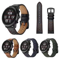 leather strap for samsung galaxy watch 3huawei watch gt2amazfit gtr menwomen breathable bracelet strap for amazfit bip band
