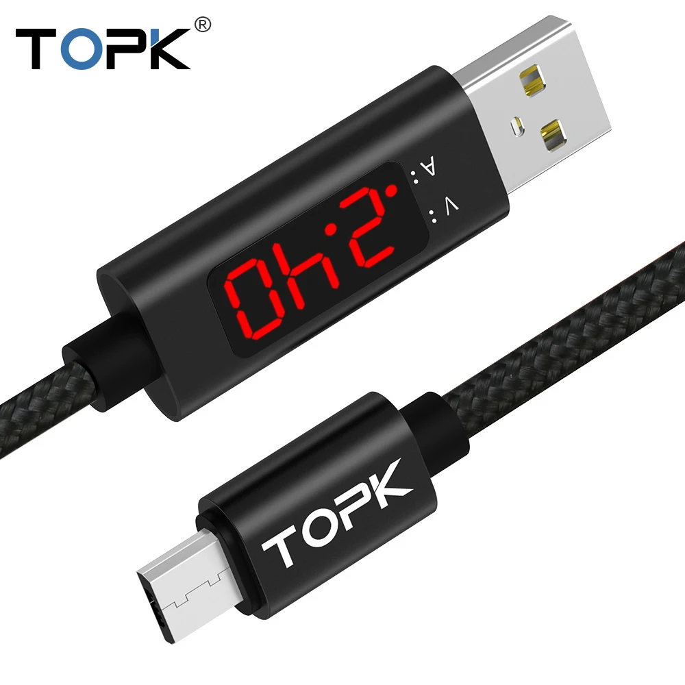 TOPK 2.4A (макс.) дисплей напряжения и тока нейлоновый Плетеный алюминиевый корпус