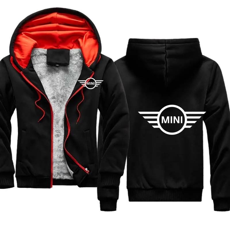 

Unisex Fashion Men's Sport Jacket Mini Car Logo Printing Winter Thicken Men's hoodie Warm Wool Fleece Men's zipper jackets