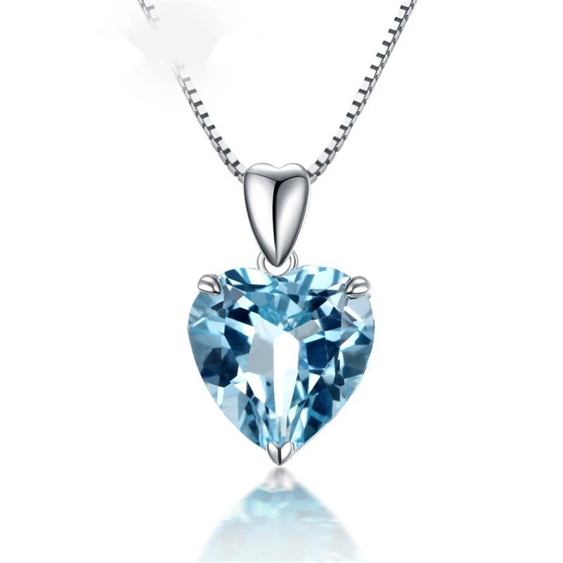 Natural Blue Topaz Jewelry 100% S925 Sterling Silver 45cm Necklace Pendant for Women Silver 925 Jewelry Bizuteria Topaz Gemstone