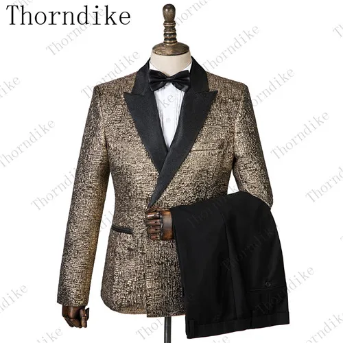 12 Thorndike Королевский Синий Облегающий медный узор костюмы новые модные мужские куртки+ брюки+ жилет из 3 предметов высокого качества мужской свадебный костюм - Цвет: 12