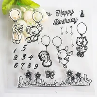 cute cartoon animal balloon transparent clear stampseal for diy scrapbooking photo album decorative silicone stamps sheets