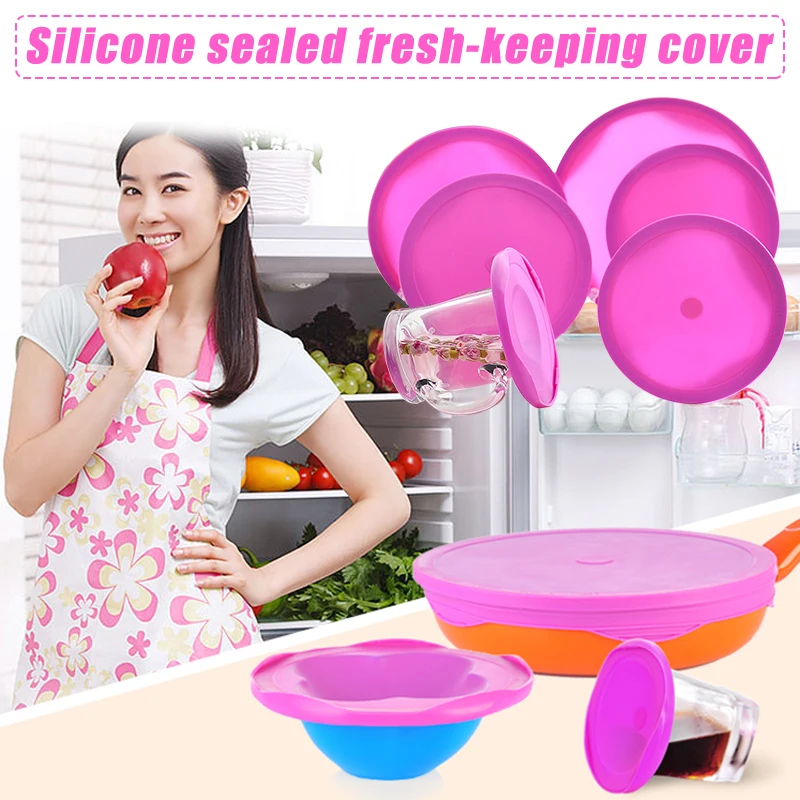 

Hot Multifunctional Double-Sealed Silicone Fresh-Keeping Lid Food Cover Flexible Reusable Lids for Fresh Food Leftovers BJSt