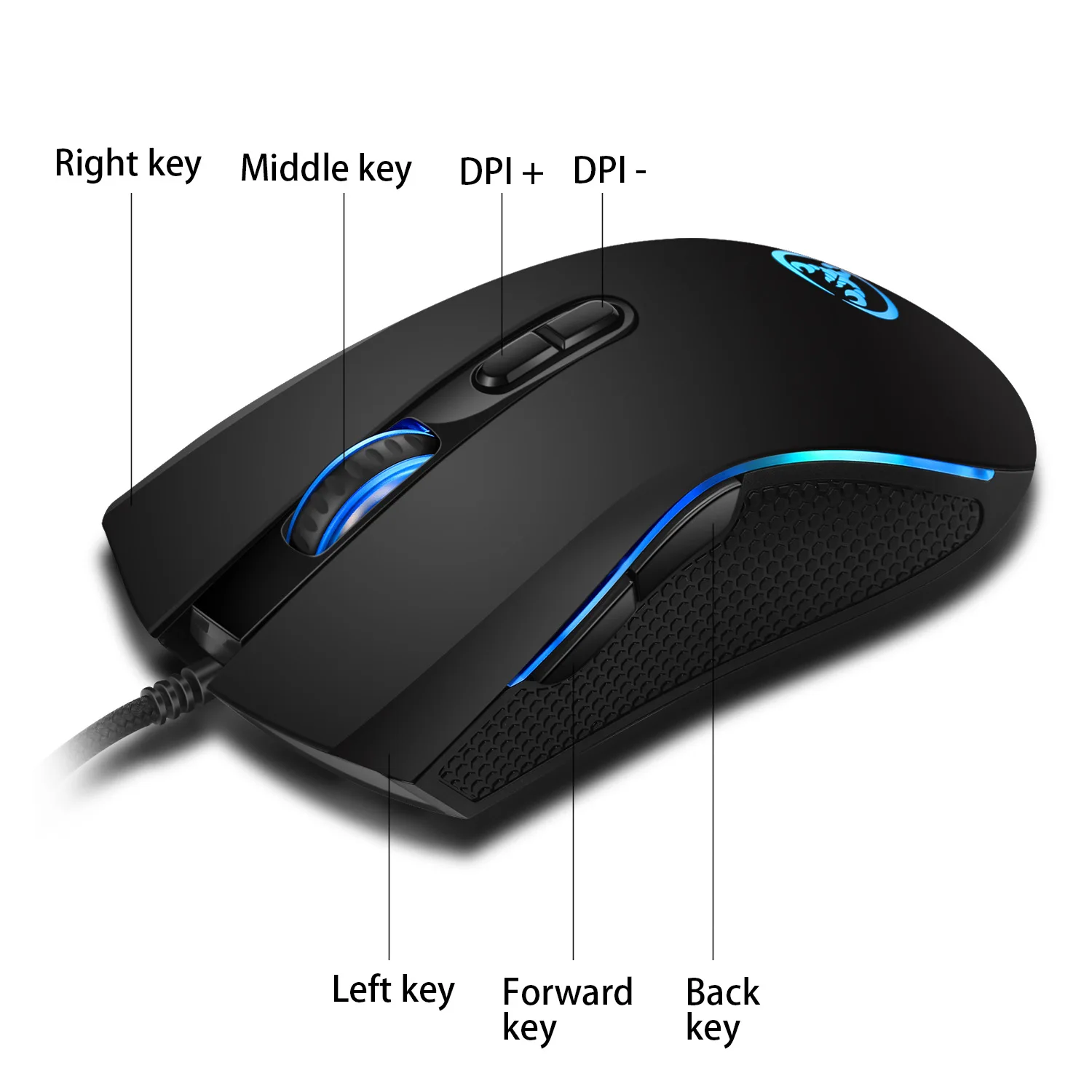 

High-end optical professional gaming mouse with 7 bright colors LED backlit and ergonomics design For LOL CS
