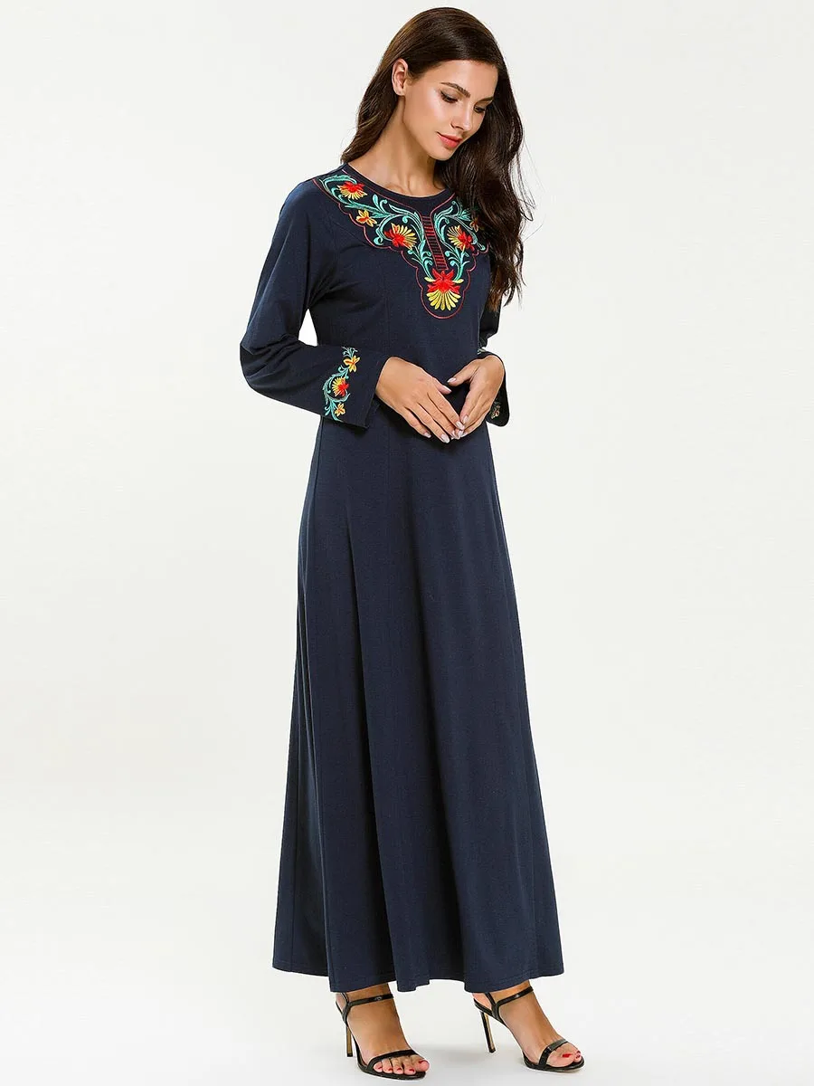 Этническое мусульманское женское платье с вышивкой большие качели а-силуэт