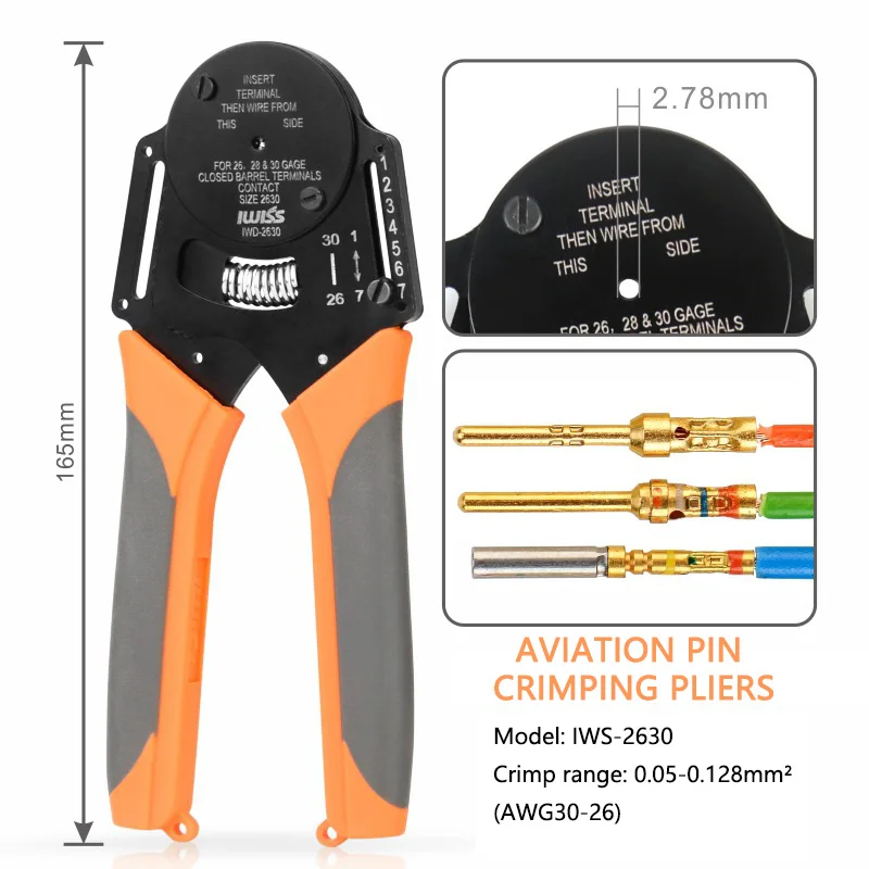 

IWD-2630 iwiss M23 connector crimping pliers for Siemens servo wire harness Inteco M23 encoder pin Aviation pin crimper tools