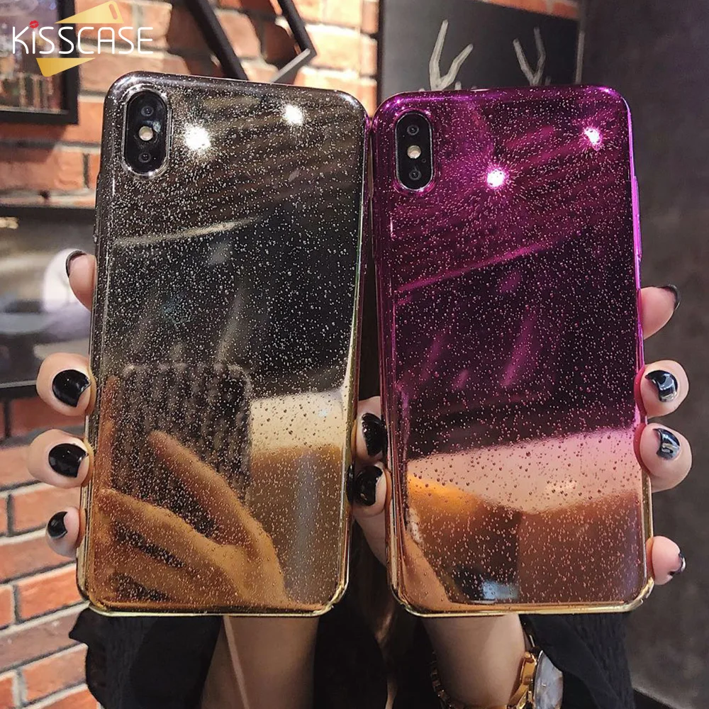 KISSCASE лазерный цветной ПК телефон чехол для iPhone 6 6S 7 8 Plus Funda дождевик покрытие XS XR MAX