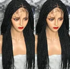 Синтетический кружевной передний парик, черный цвет, Плетеный женский Средний парик